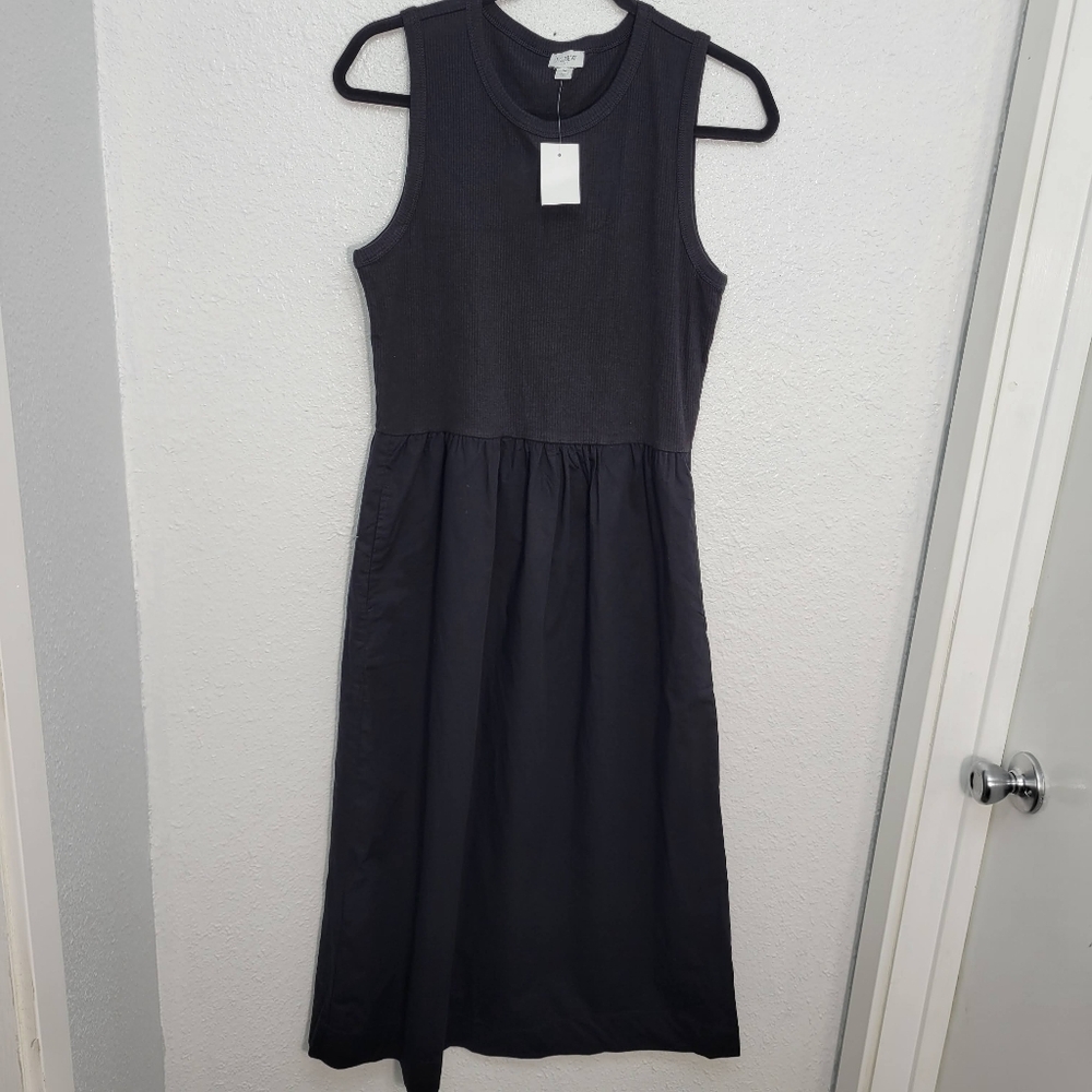 J Crew Factory Ribbed-knit mixy dress CJ264 Size M NWT Black Capsule Wardrobe - Picture 2 of 6